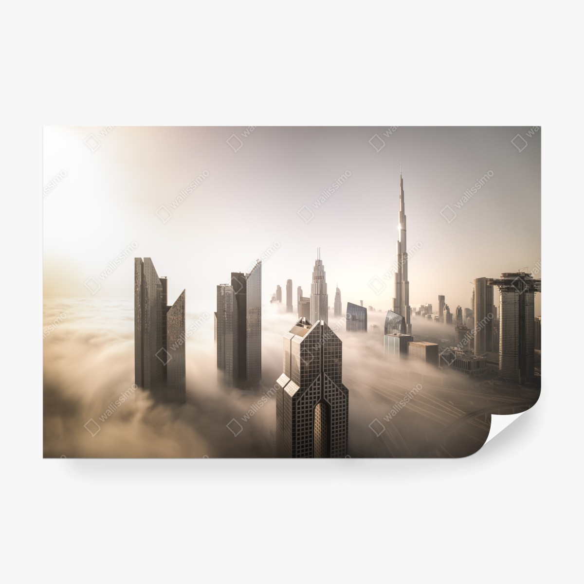 Fotomural niebla dorada sobre el horizonte de Dubái – Pixers®