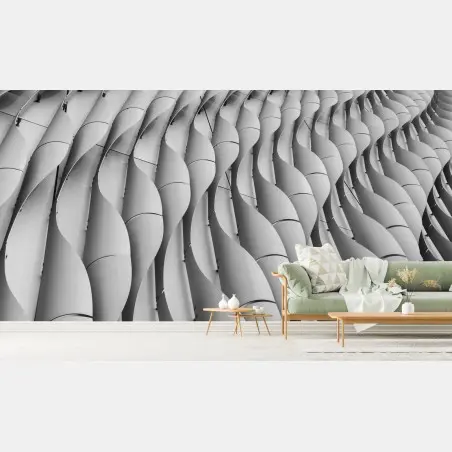 Fotomural patrón arquitectónico ondulado en monocromo – Pixers®
