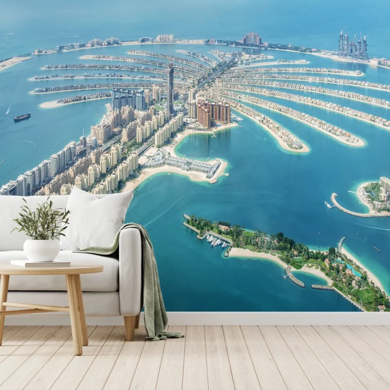 Fotomural panorama costero de Palm Jumeirah, Dubái