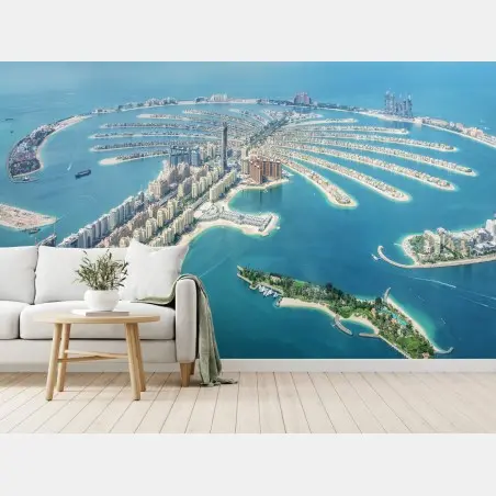 Fotomural panorama costero de Palm Jumeirah, Dubái – Pixers®