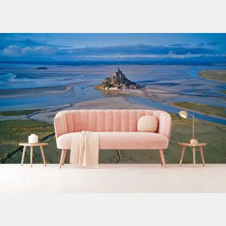 Fotomural vistas aéreas de Mont Saint-Michel y sus marismas – Pixers®