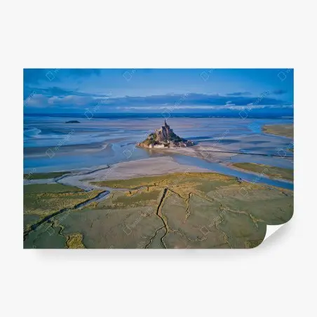 Fotomural vistas aéreas de Mont Saint-Michel y sus marismas – Pixers®