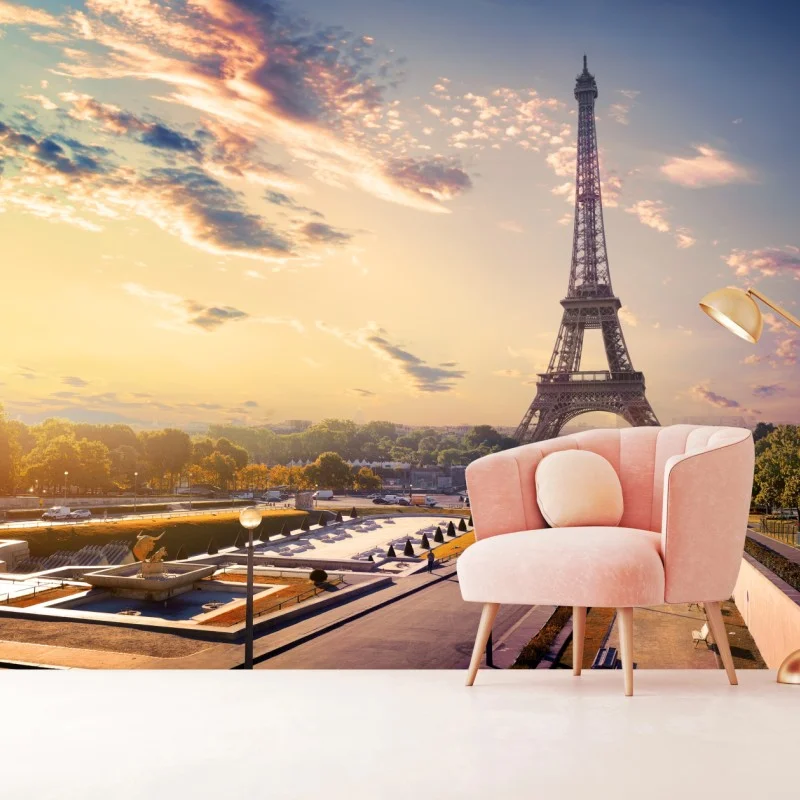 Fotomural amanecer sobre la Torre Eiffel en París