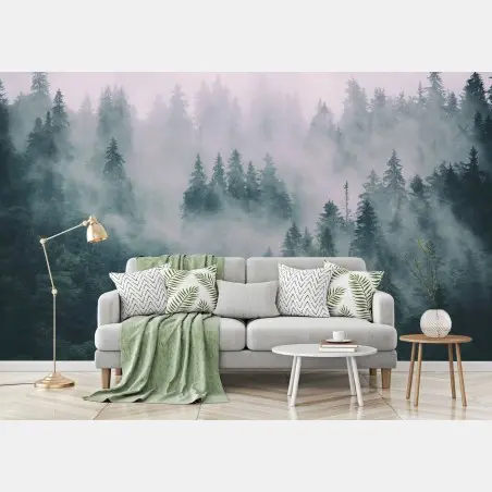 Fotomural bosque en la niebla, calma natural – Pixers®