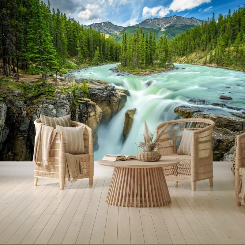 Fotomural catarata Upper Sunwapta en Jasper National Park