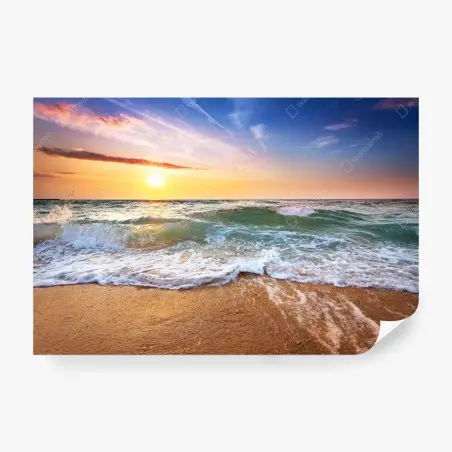 Fotomural atardecer dorado en la costa – Pixers®