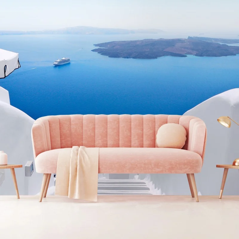 Fotomural mirador al mar azul desde escalera blanca
