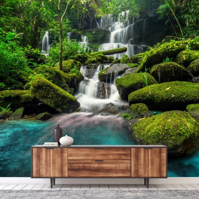 Fotomural oasis de cascadas en Phu Tub Berk, Tailandia