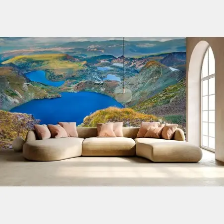Fotomural panorámica de lagos en alta montaña – Pixers®