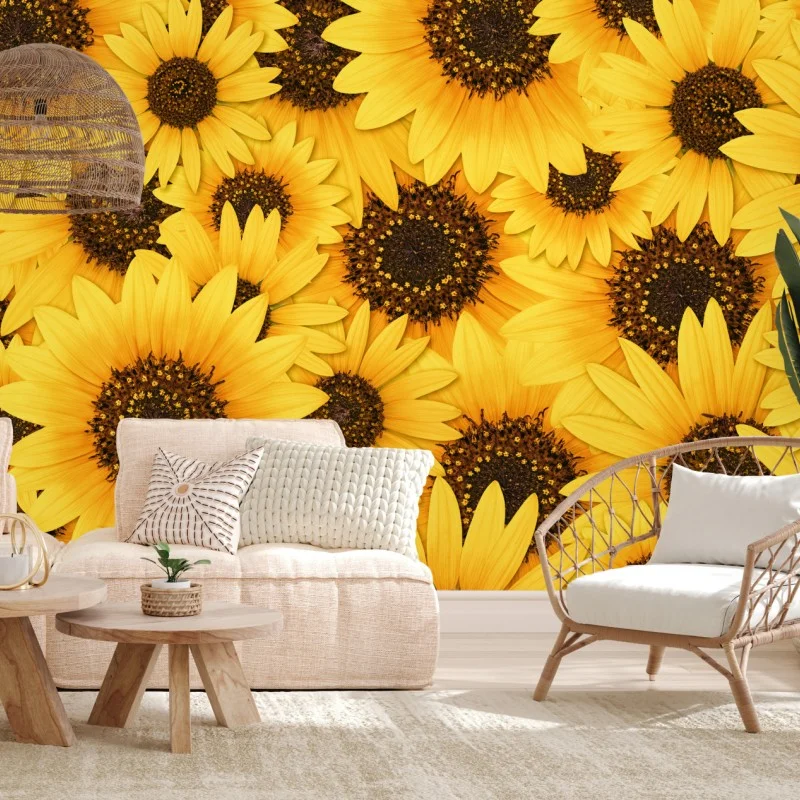 Fotomural mosaico de girasoles radiantes