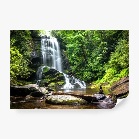 Fotomural cascada serena en bosque verde – Pixers®
