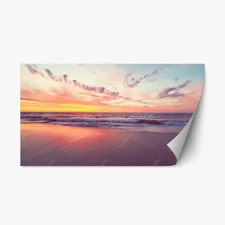 Pegatina reposicionable atardecer en la orilla con tonos pastel – Pixers®