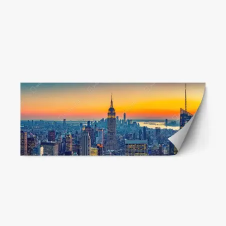 Pegatina reposicionable puesta de sol sobre el skyline de Nueva York – Pixers®