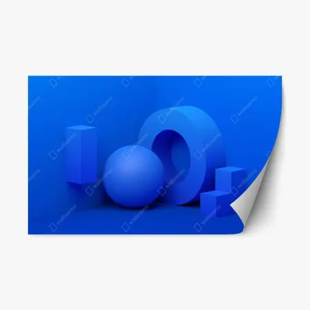 Pegatina reposicionable composición geométrica azul minimalista – Pixers®