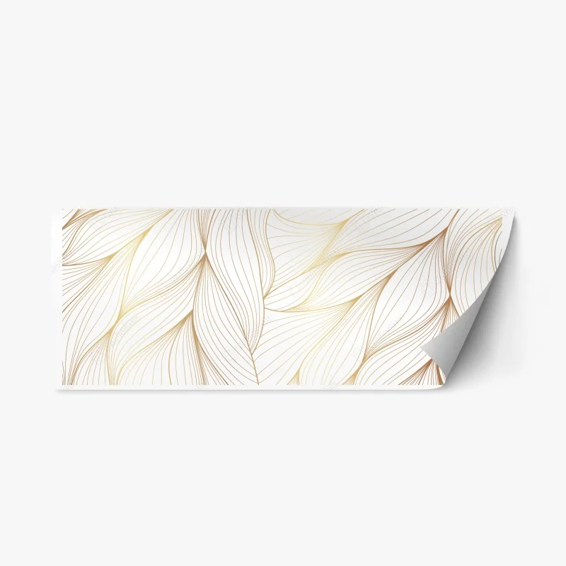 Pegatina reposicionable diseño de hojas doradas sobre fondo blanco
