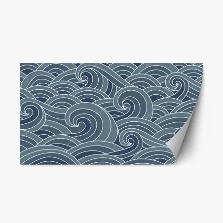 Pegatina reposicionable patrón de olas marinas en tonos azules – Pixers®