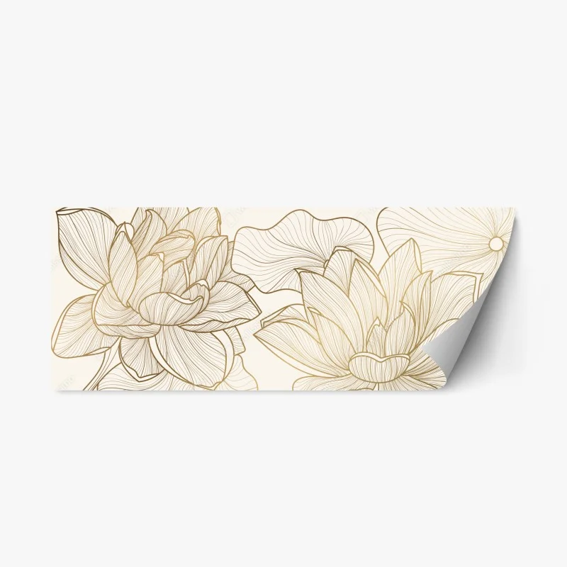 Pegatina reposicionable ilustración floral dorada minimalista