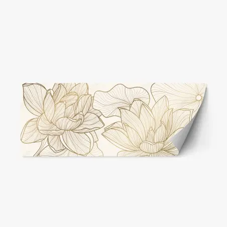 Pegatina reposicionable ilustración floral dorada minimalista – Pixers®