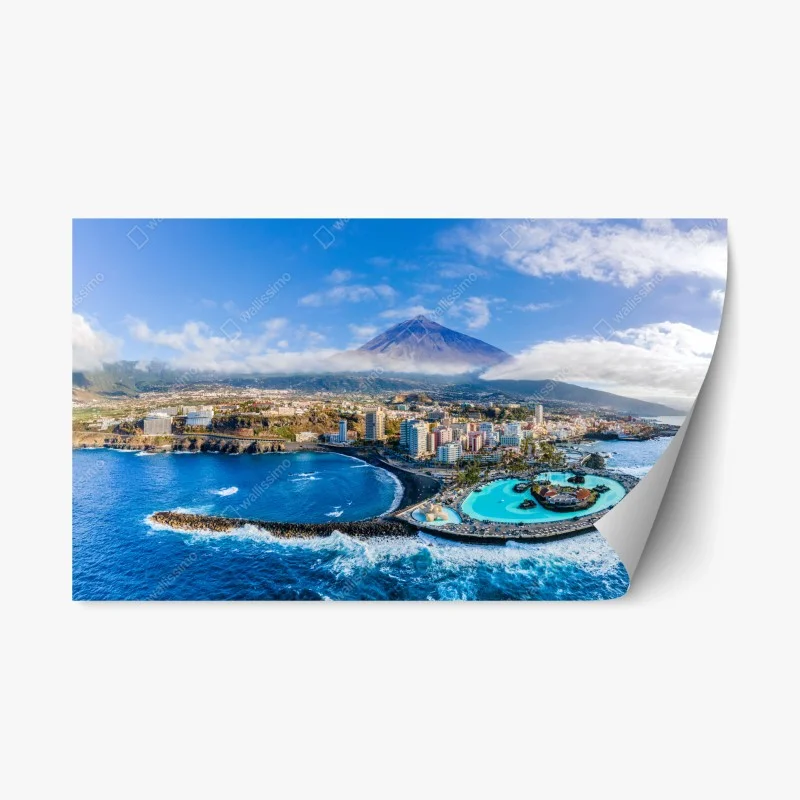 Pegatina reposicionable panorámica costera de Tenerife con el Teide