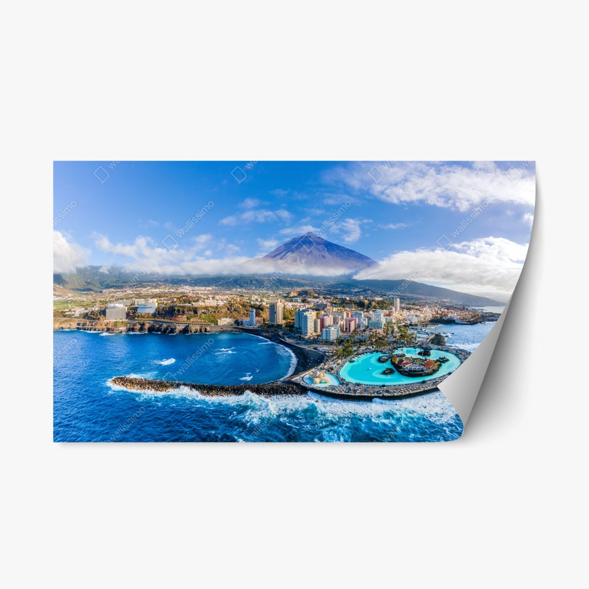Pegatina reposicionable panorámica costera de Tenerife con el Teide – Pixers®