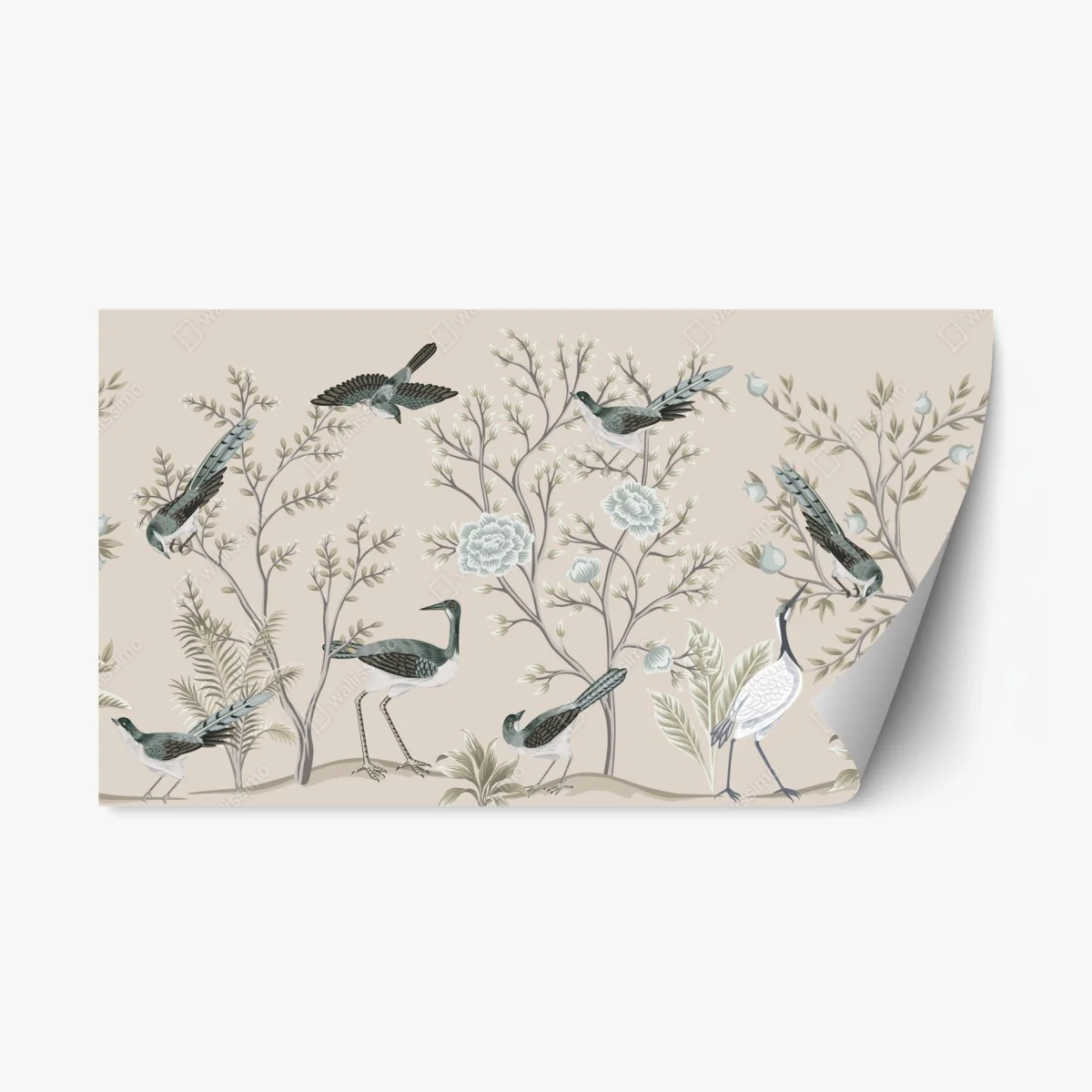 Pegatina reposicionable escena de aves y flores en tonos neutros – Pixers® Pegatina reposicionable escena de aves y flores en tonos neutros – Pixers®