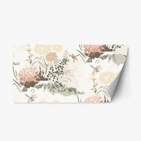 Pegatina reposicionable patrón floral botánico en tonos pastel – Pixers®