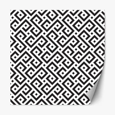 Pegatina reposicionable patrón meandro geométrico en blanco y negro – Pixers®