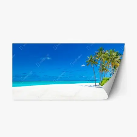 Pegatina reposicionable escena de playa tropical de arena blanca – Pixers®