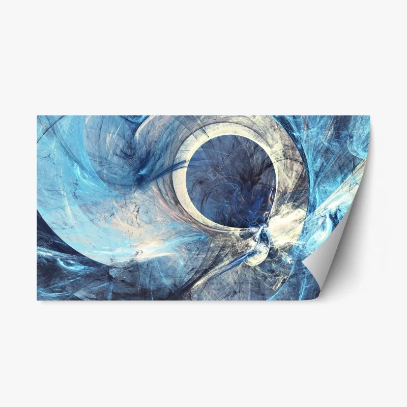 Pegatina reposicionable vórtice fractal azul en movimiento