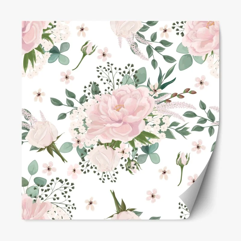 Pegatina reposicionable belleza floral en tonos pastel