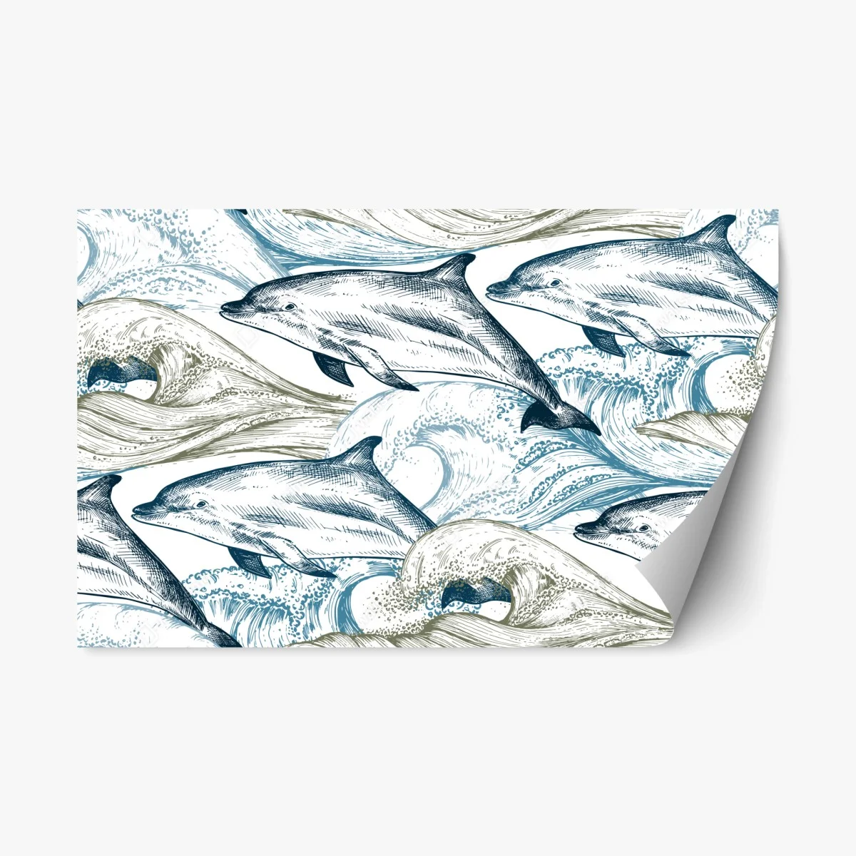Pegatina reposicionable delfines y olas en estilo grabado – Pixers® Pegatina reposicionable delfines y olas en estilo grabado – Pixers®