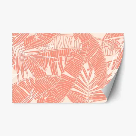 Pegatina reposicionable diseño tropical de hojas en coral – Pixers®