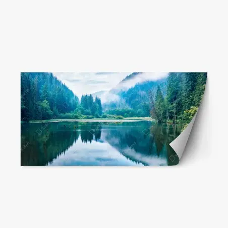 Pegatina reposicionable amanecer brumoso en Lacu Rosu – Pixers®