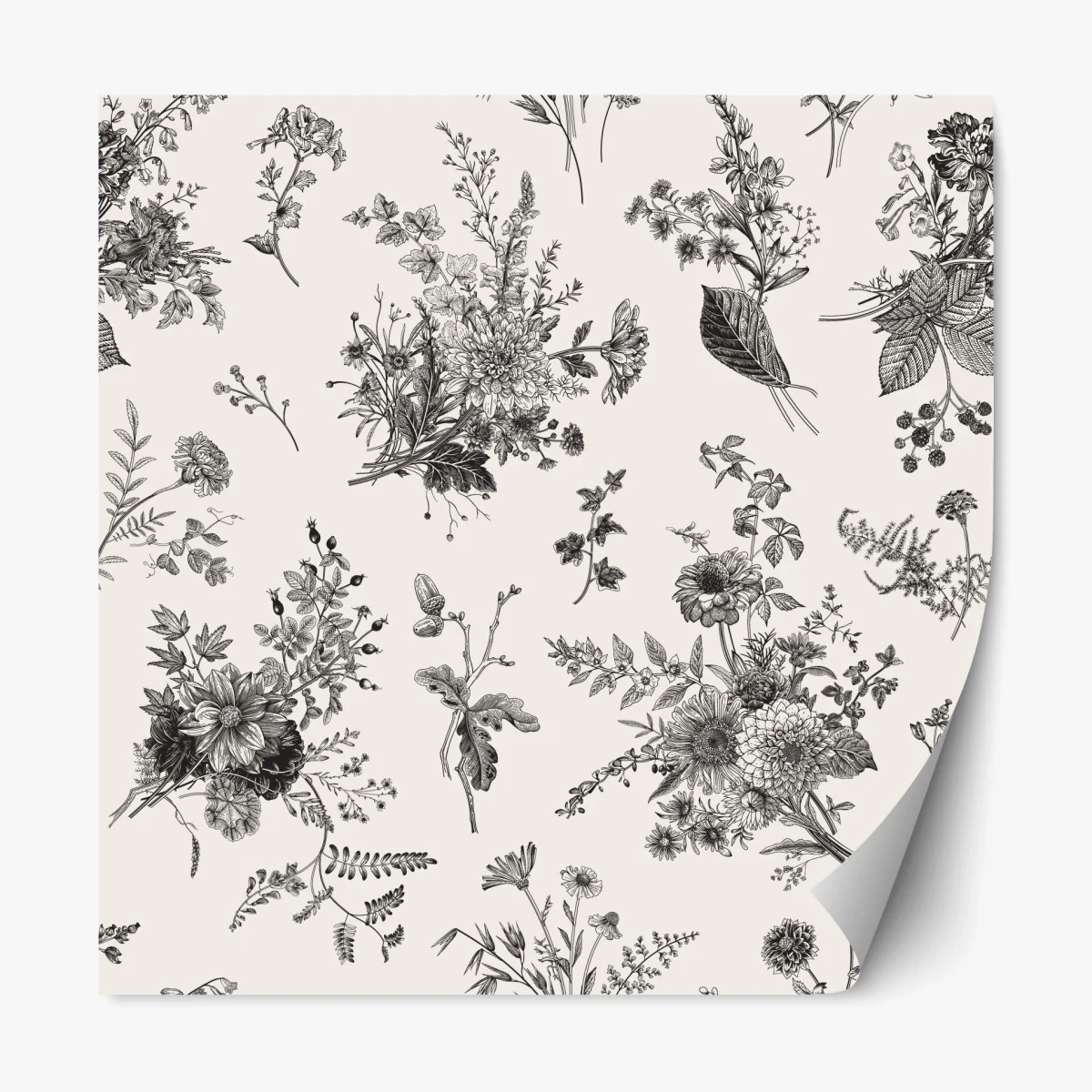 Pegatina reposicionable motivo floral otoñal en blanco y negro – Pixers® Pegatina reposicionable motivo floral otoñal en blanco y negro – Pixers®