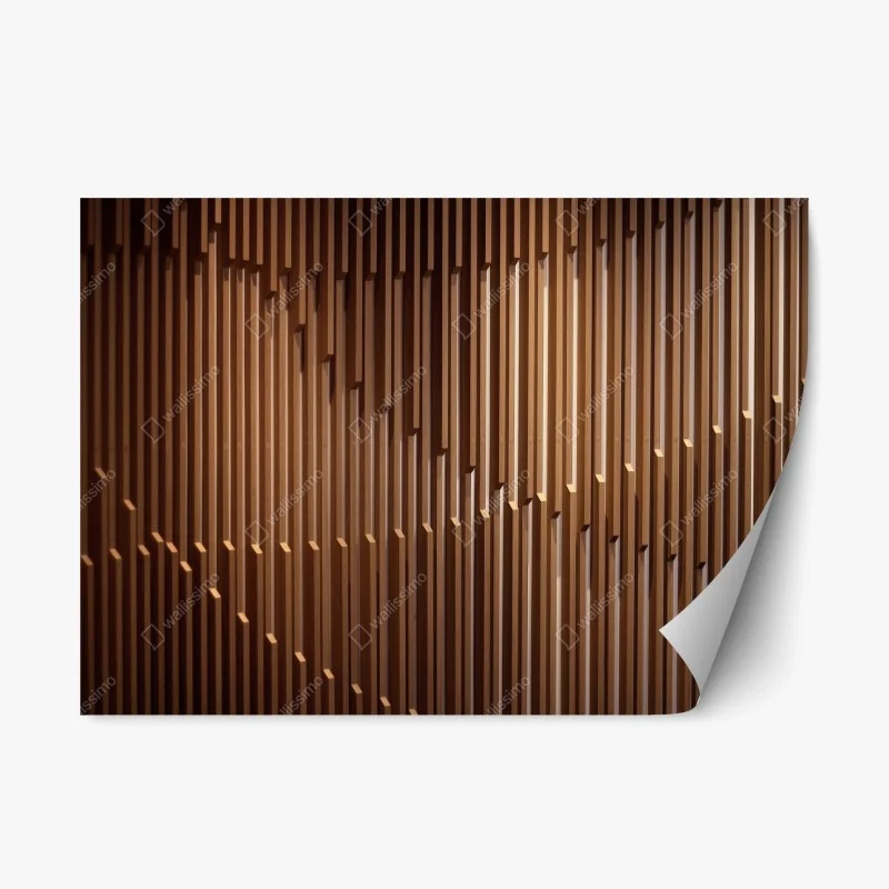 Pegatina reposicionable pared de listones de madera con patrón geométrico