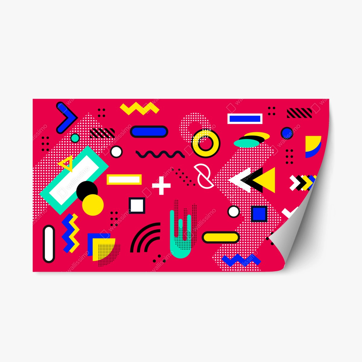 Pegatina reposicionable diseño geométrico pop sobre fondo fucsia – Pixers®
