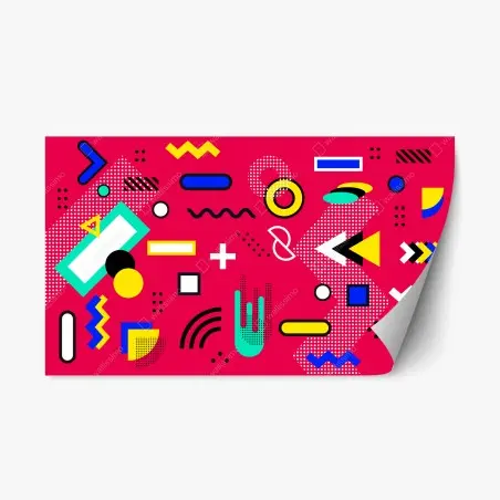 Pegatina reposicionable diseño geométrico pop sobre fondo fucsia – Pixers®