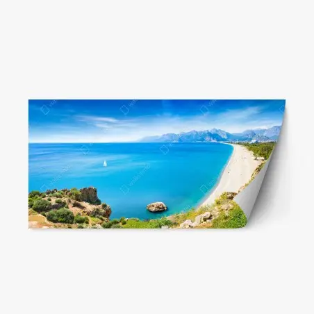Pegatina reposicionable panorámica de la playa Konyaalti en Antalya – Pixers®