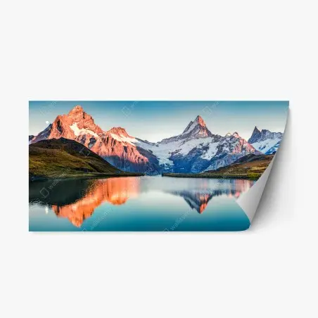 Pegatina reposicionable puesta de sol sobre Bachalpsee, Suiza – Pixers®