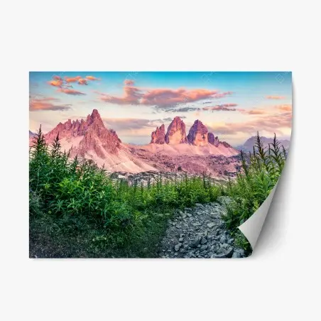 Pegatina reposicionable amanecer en Tre Cime di Lavaredo, Dolomitas – Pixers®