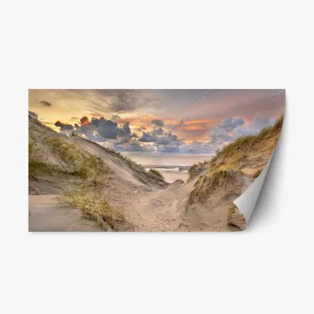 Pegatina reposicionable puesta de sol sobre las dunas de Zeeland – Pixers®