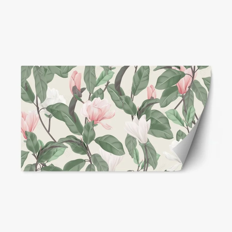 Pegatina reposicionable patrón de magnolias en tonos pastel