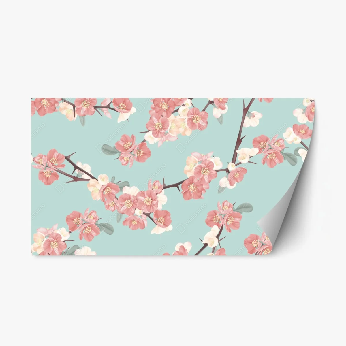 Pegatina reposicionable diseño floral de flores de cerezo sobre fondo verde menta – Pixers® Pegatina reposicionable diseño floral de flores de cerezo sobre fondo verde menta – Pixers®
