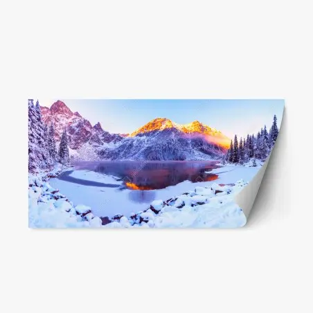 Pegatina reposicionable amanecer dorado en los Alpes nevados – Pixers®