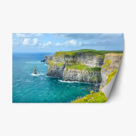 Pegatina reposicionable panorama costero de los acantilados de Moher – Pixers®
