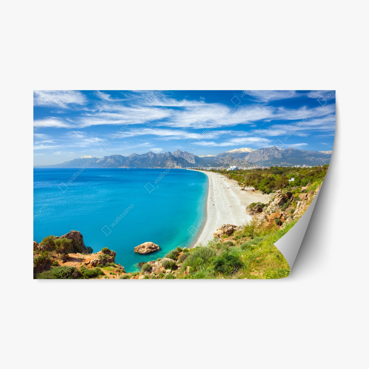 Pegatina reposicionable panorama costero de Konyaalti, Antalya – Pixers®