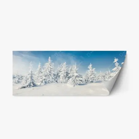 Pegatina reposicionable panorama invernal de bosque nevado – Pixers®