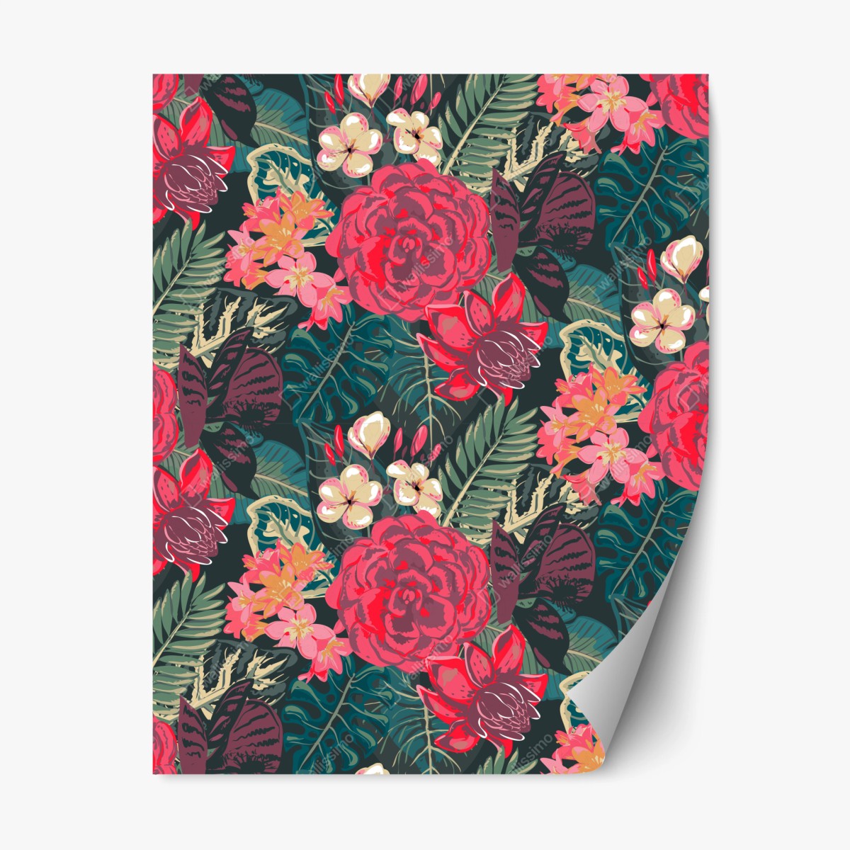 Pegatina reposicionable estampado floral tropical en tonos rojos – Pixers®