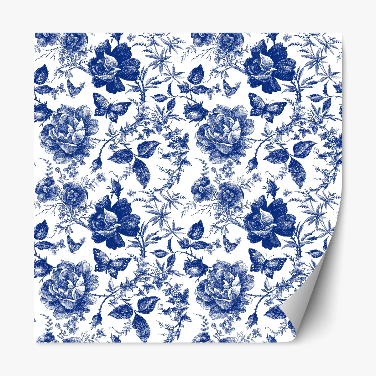 Pegatina reposicionable estampado floral azul estilo vintage – Pixers® Pegatina reposicionable estampado floral azul estilo vintage – Pixers®