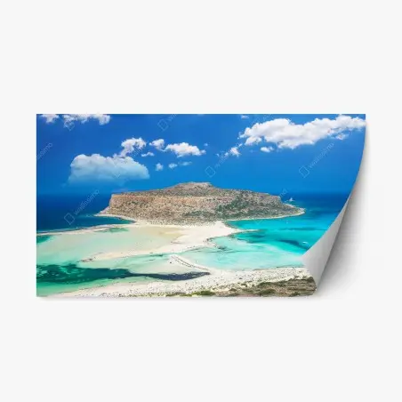 Pegatina reposicionable paisaje marino de Balos: aguas turquesa y arena blanca – Pixers®